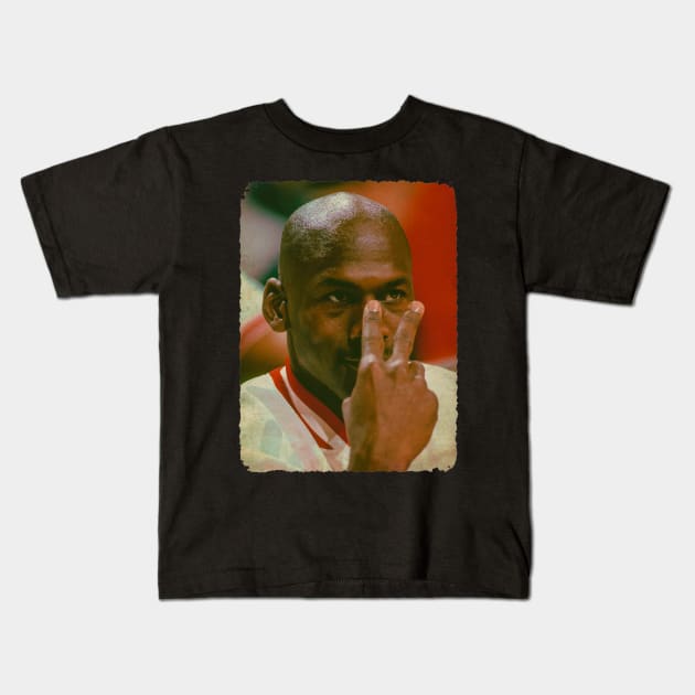 Two fingers Michael Jordan Vintage Kids T-Shirt by Milu Milu